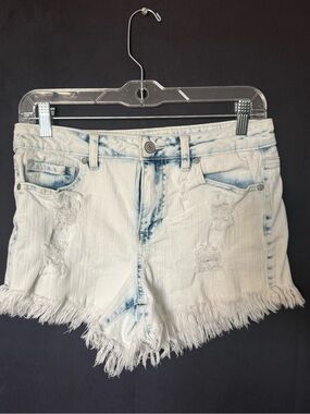 Altar'd State Light Blue Acid-Wash Distressed Denim Shorts